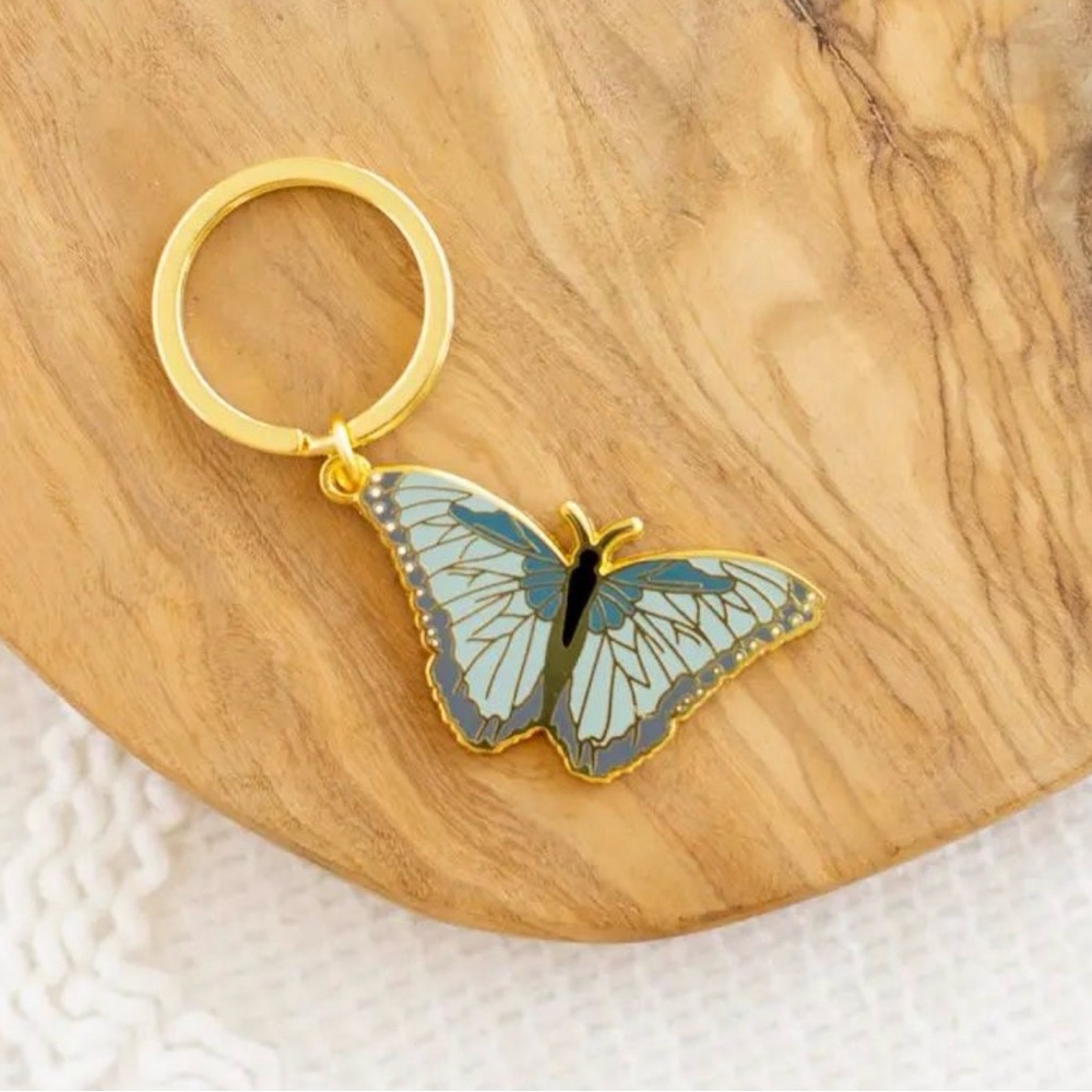 Blue Morpho Metal Keychain